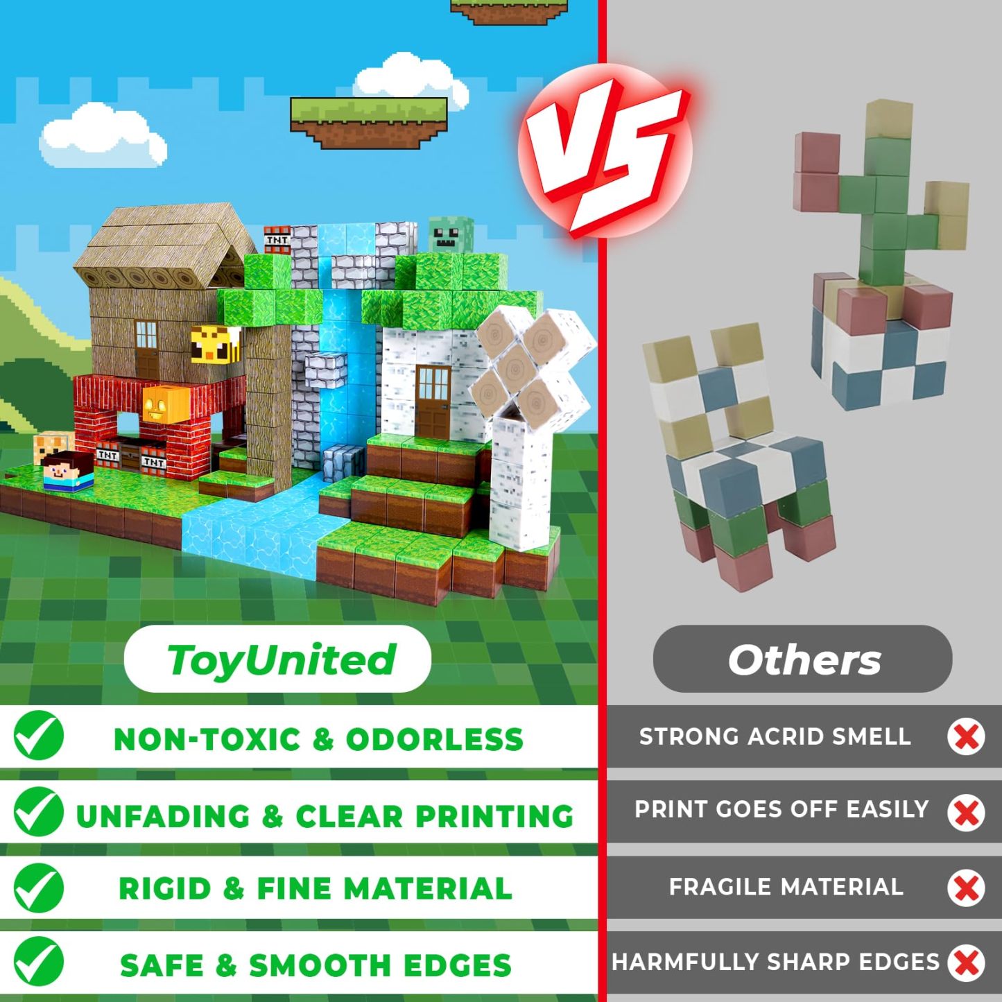 Magnetic Building Blocks - 100 Pieces Magnetic Building Blocks Magnet Cube Toys Stacking, Build a Forest World Set, STEM Montessori Sensory Toys, Suitable for 3 4 5 6 7 8 9 10 Easter Birthday Gift