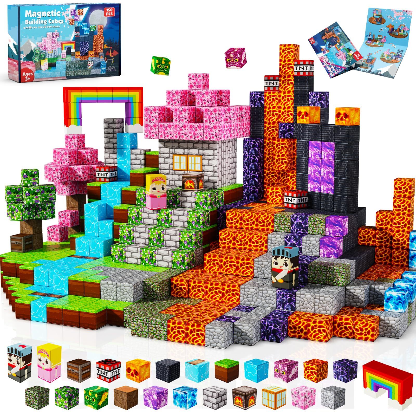 150 Pieces Magnetic Building Blocks - Magnet Toys for Kids, Boys and Girls, Magnetic Building Blocks Cubes, Stacking Magnets for Kids, Birthday Gift for Boys and Girls Ages 3+