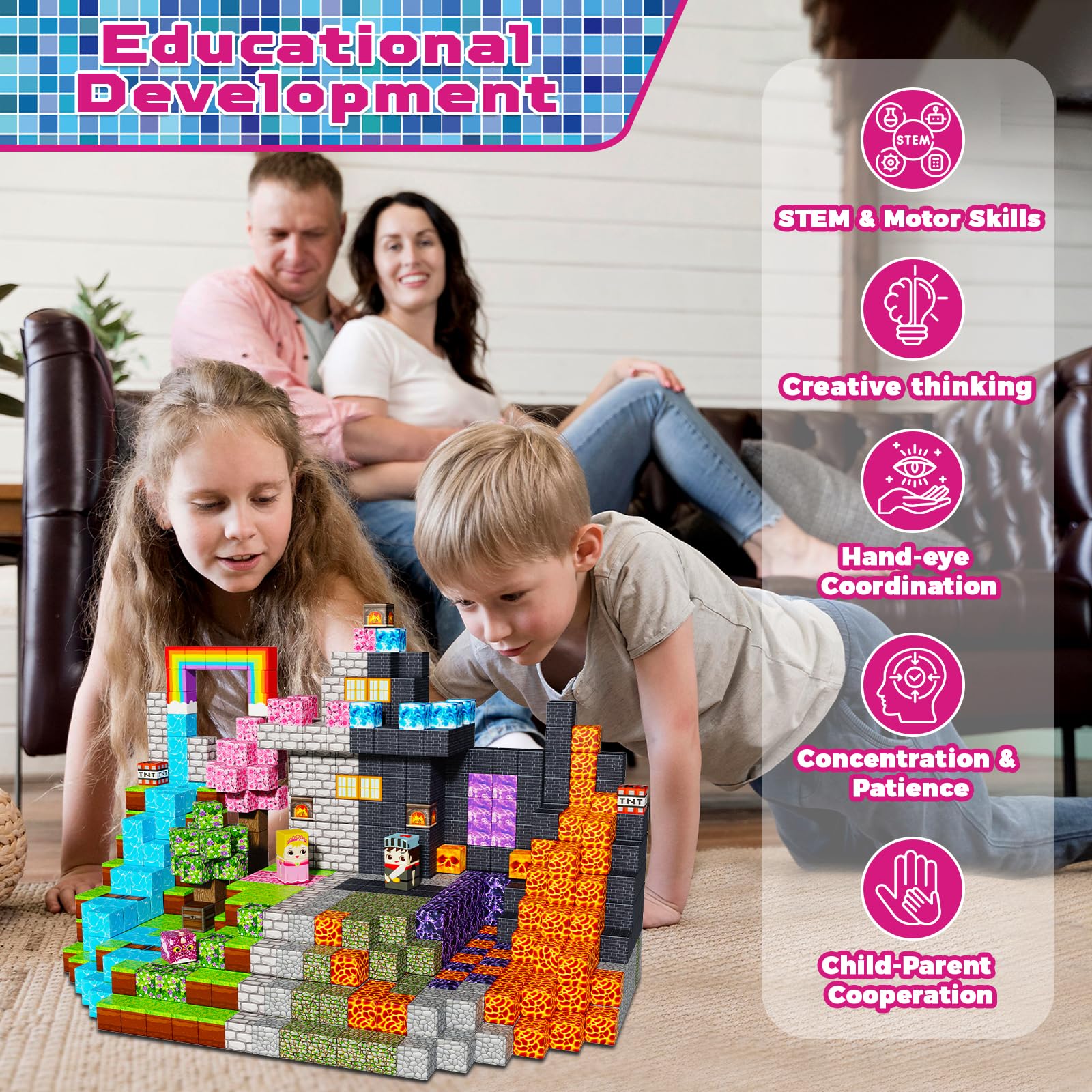 150 Pieces Magnetic Building Blocks - Magnet Toys for Kids, Boys and Girls, Magnetic Building Blocks Cubes, Stacking Magnets for Kids, Birthday Gift for Boys and Girls Ages 3+
