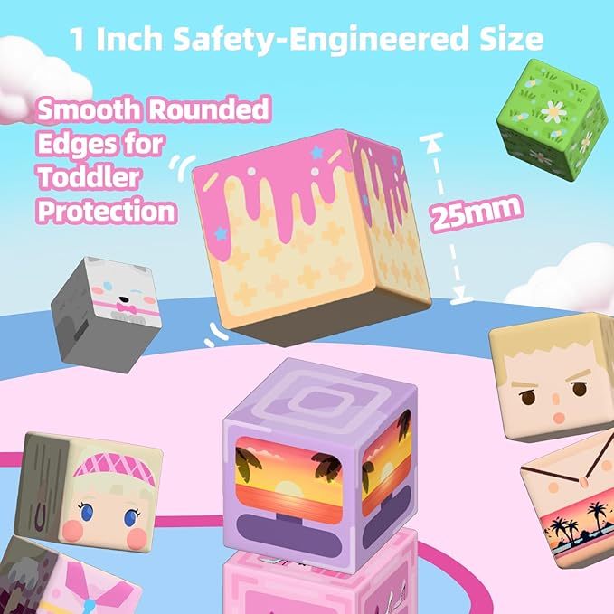 100PCS Magnetic Blocks Princess Building Toys for Girls 3+, Magnet Pink Castle STEM Sensory Playsets for Toddler Kids Birthday Gifts