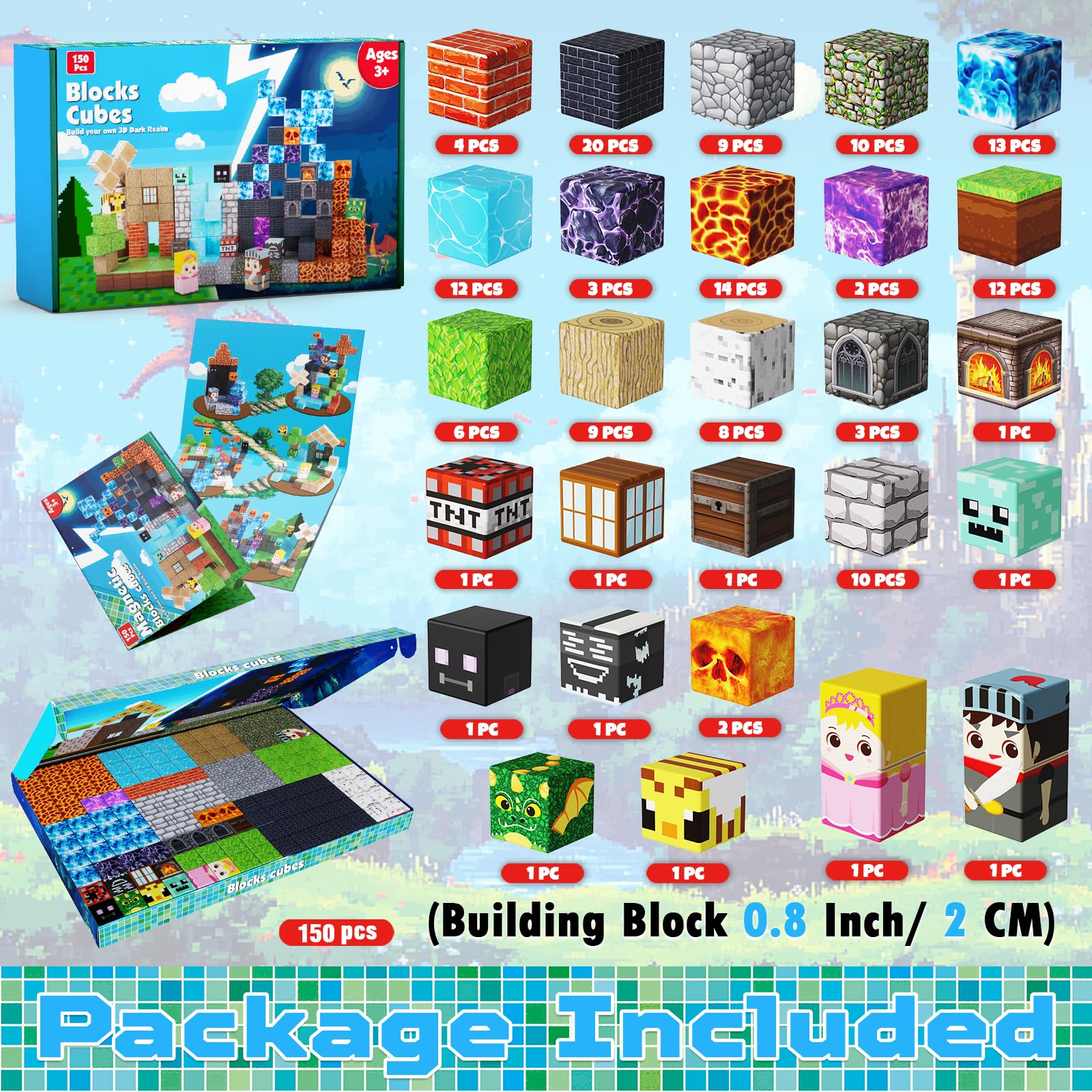 150-piece Forest Fortress Magnetic Building Blocks Gift, OEM Supported