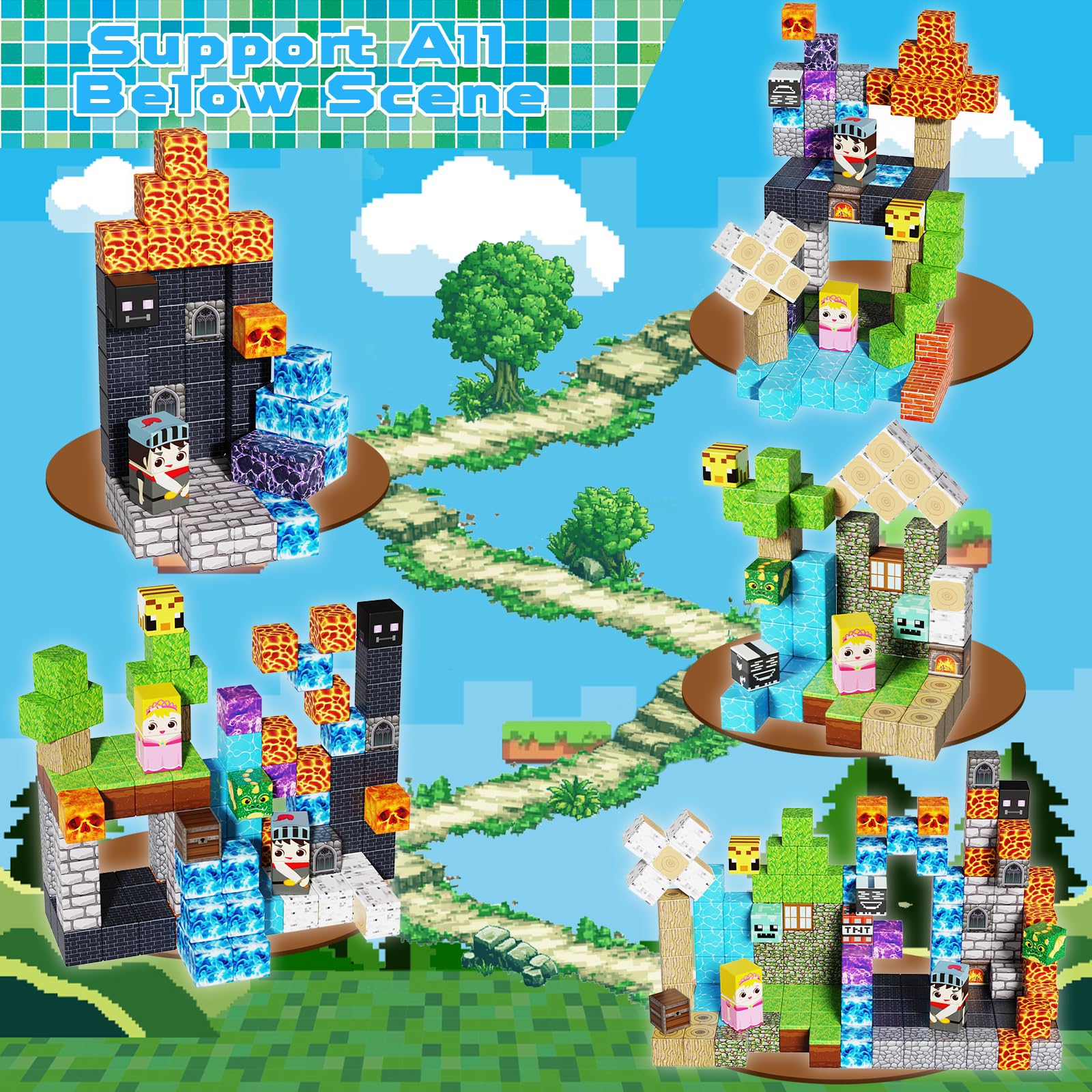 150-piece Forest Fortress Magnetic Building Blocks Gift, OEM Supported