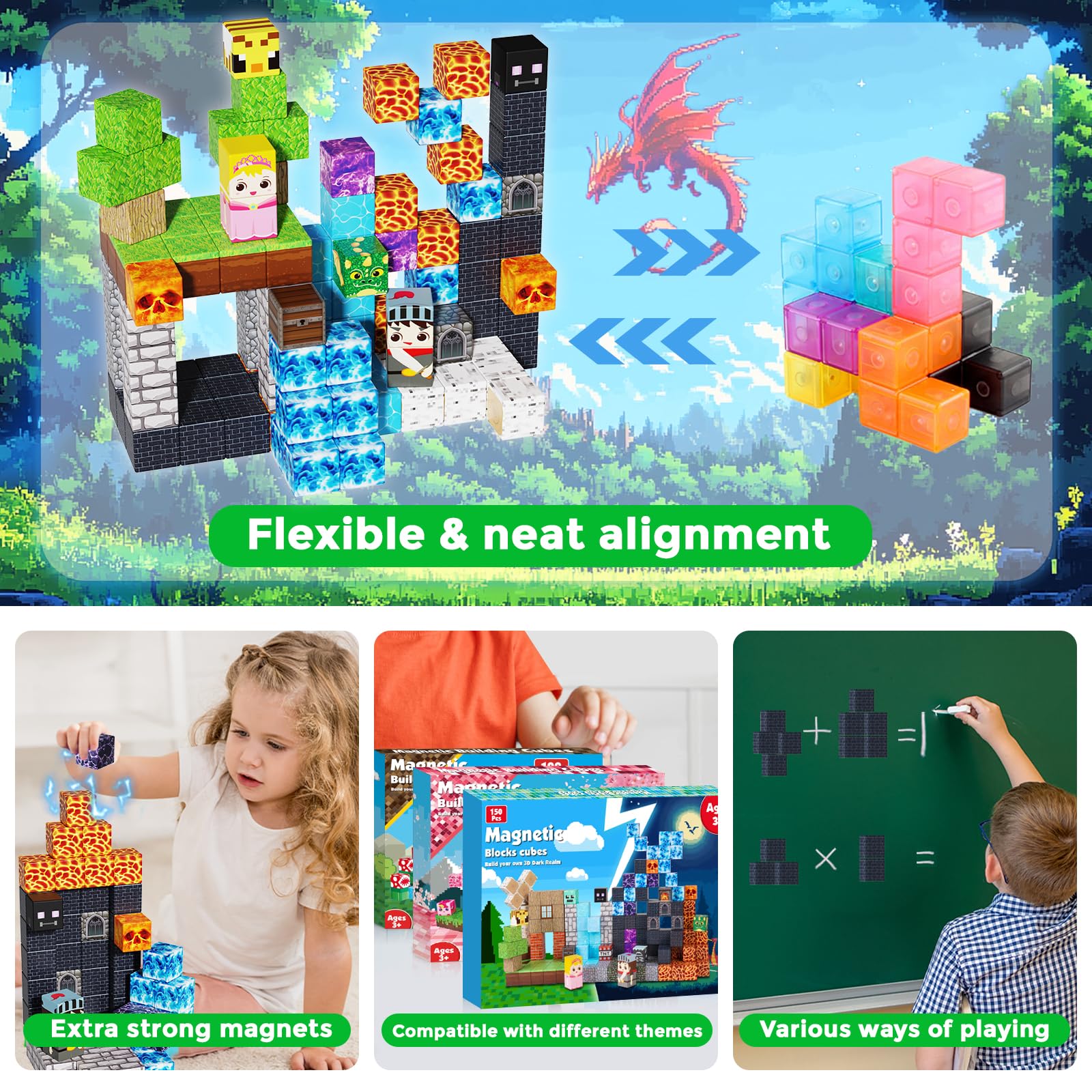 150-piece Forest Fortress Magnetic Building Blocks Gift, OEM Supported