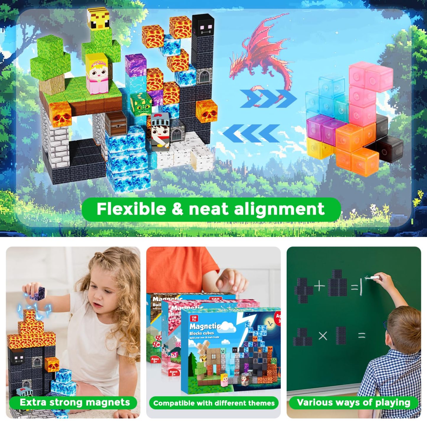 150-piece Forest Fortress Magnetic Building Blocks Gift, OEM Supported