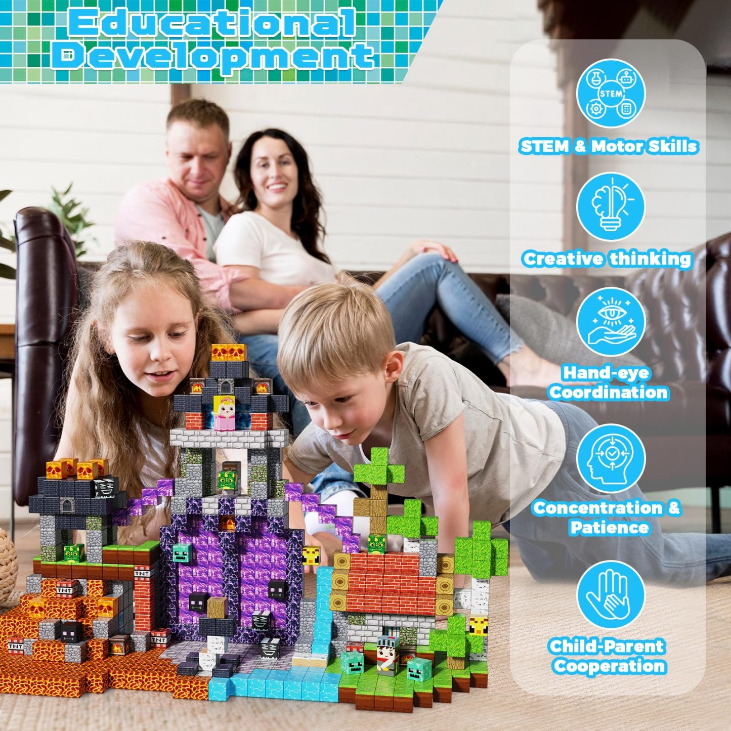 150-piece Forest Fortress Magnetic Building Blocks Gift, OEM Supported