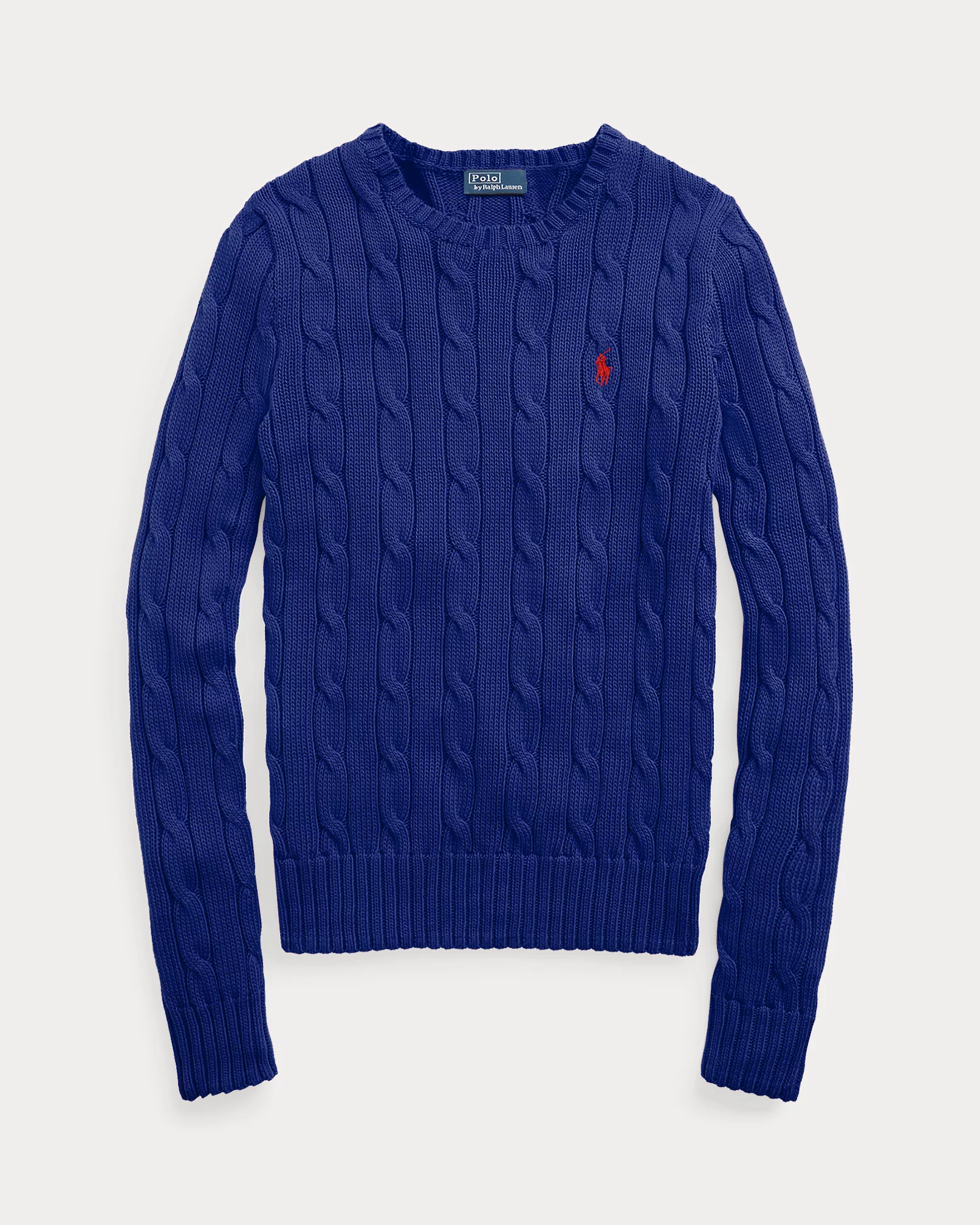 Pull torsadé à col rond bleu