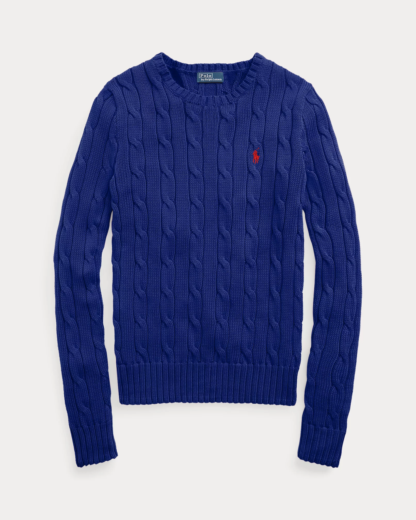 Pull torsadé à col rond bleu