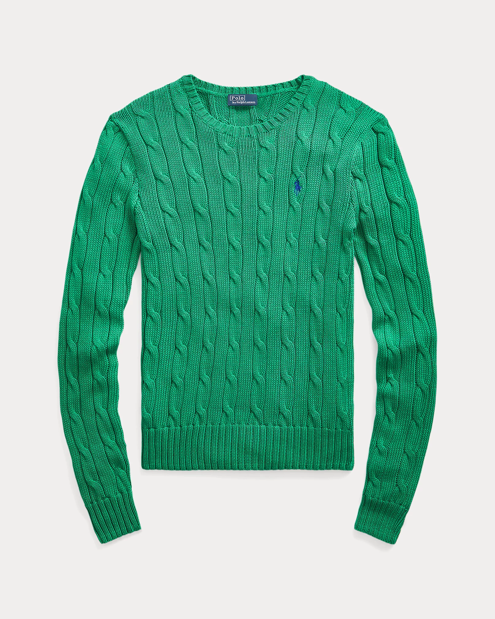 Pull torsadé à col rond vert