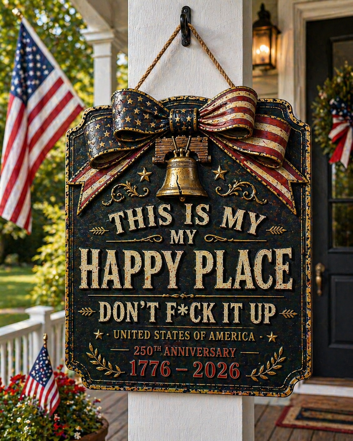 Welcome to My Happy Place Patriotic Metal Wall Sign – 250th Anniversary Edition 1776–2026