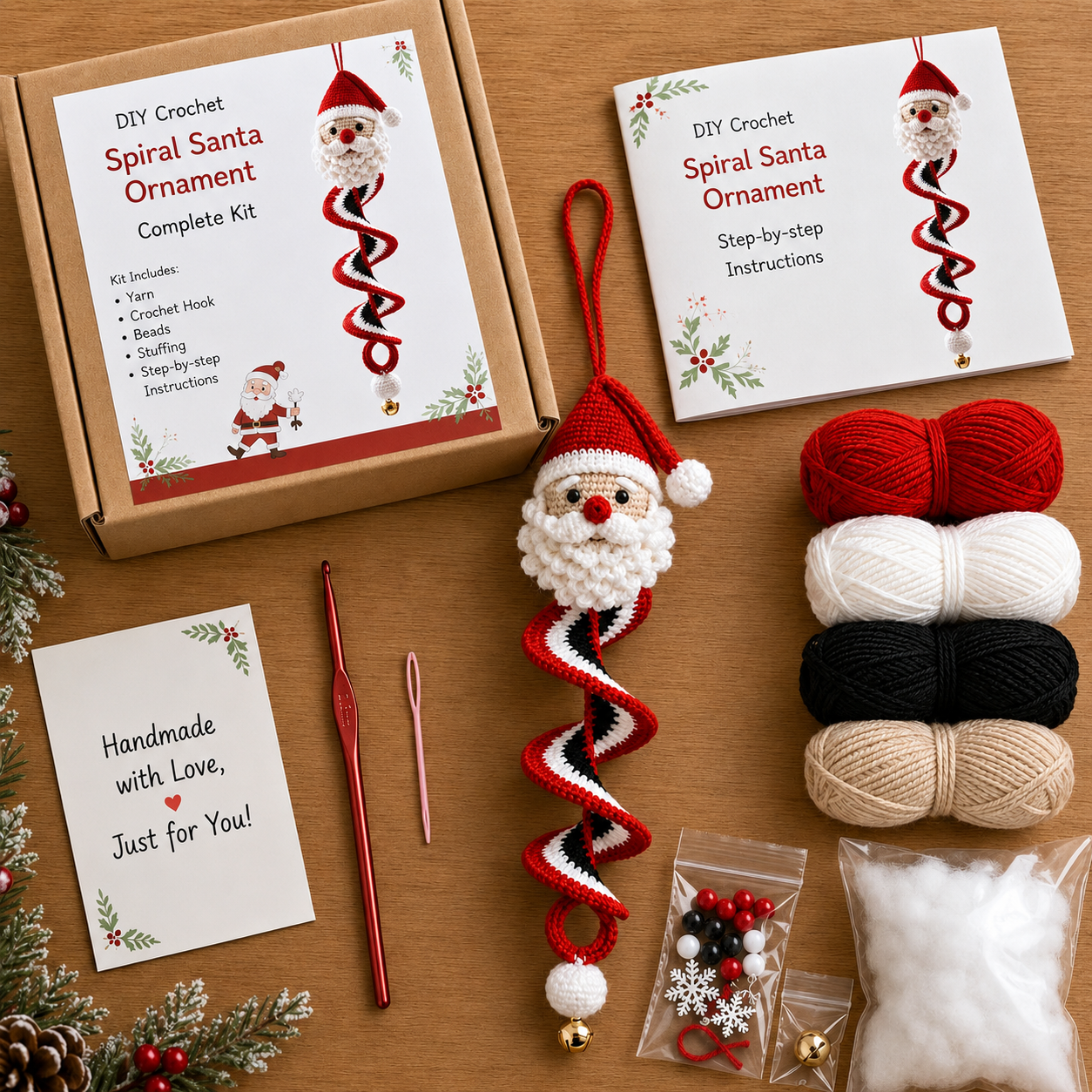 🔥Last Day 50% OFF - 🎅🌲Crochet Snowman Spiral Oranment DIY Kit
