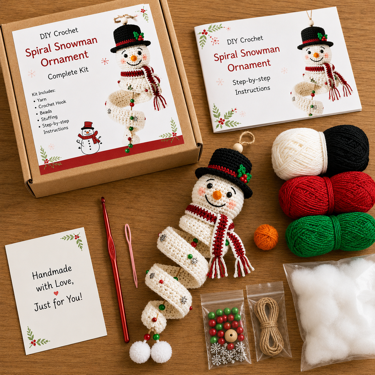 🔥Last Day 50% OFF - 🎅🌲Crochet Snowman Spiral Oranment DIY Kit