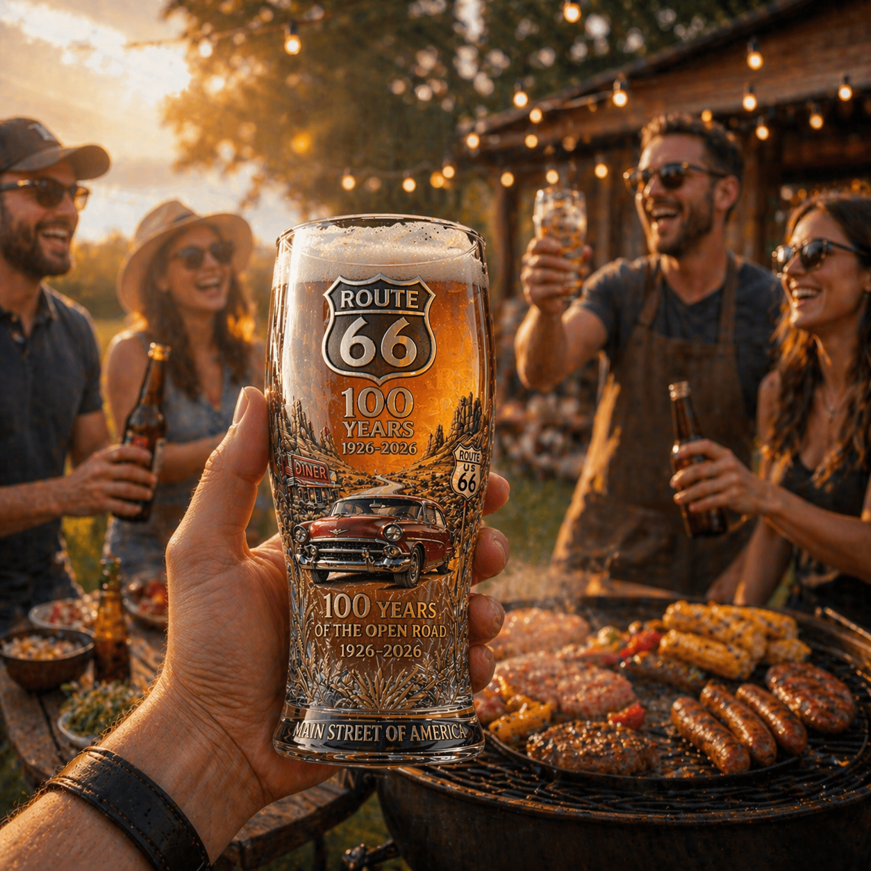 🚗 100 Years of the Open Road — Route 66 Centennial Collector Glass