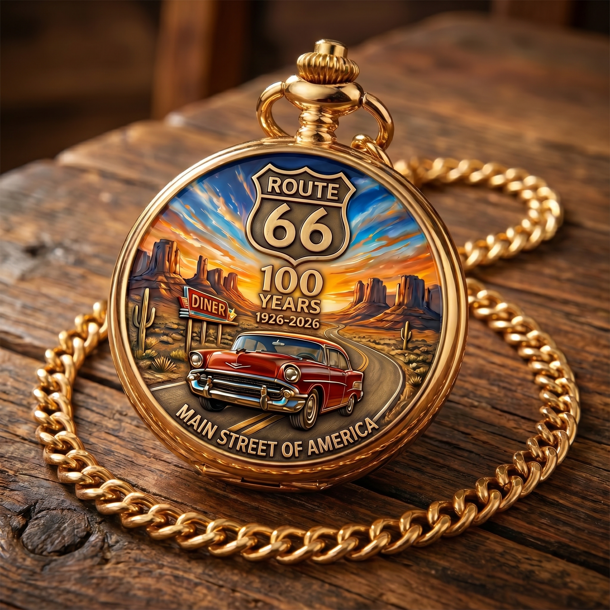 ROUTE 66 100TH ANNIVERSARY COMMEMORATIVE POCKET WATCH