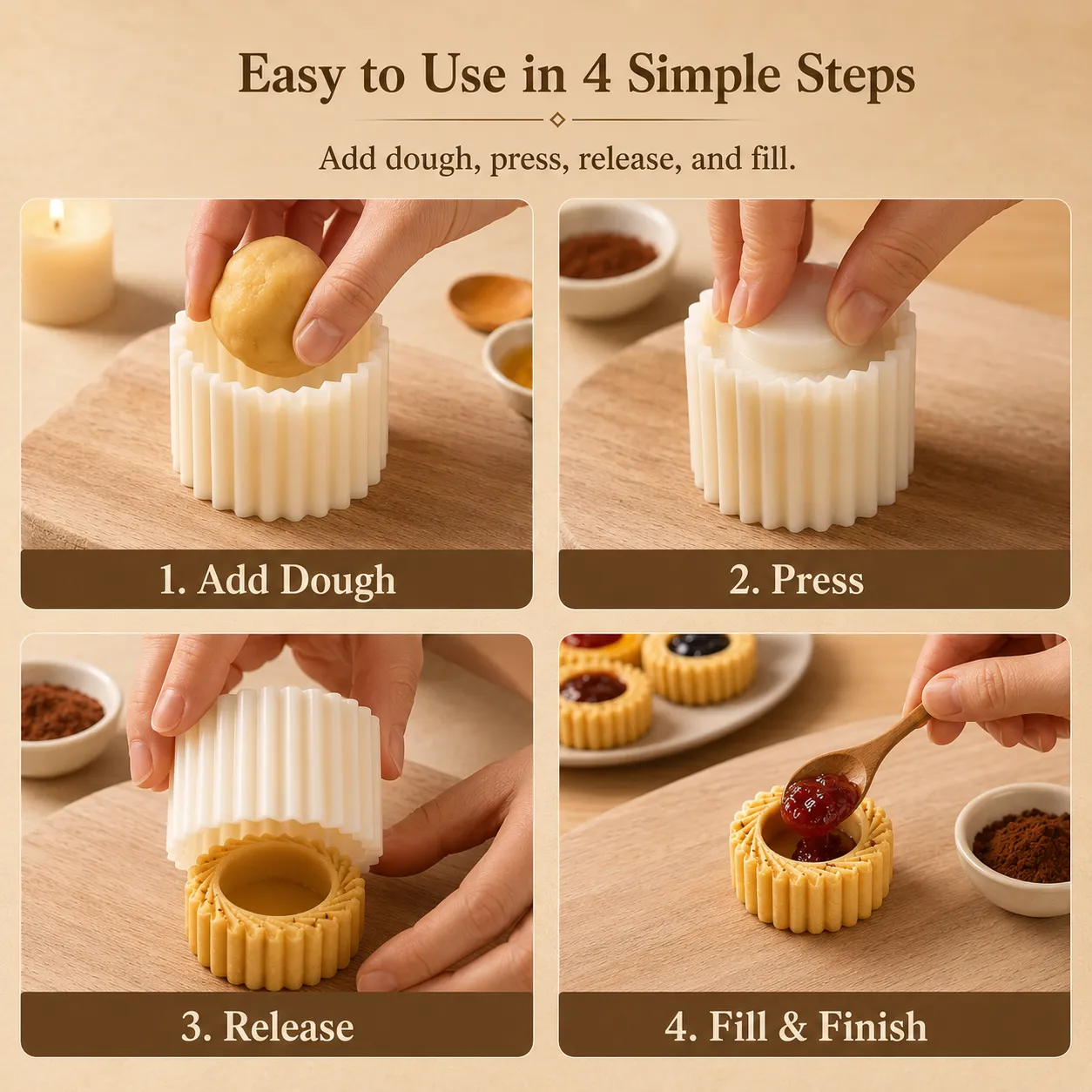 🍪 6-Shape Hand-Press Pastry Mold Set | Create Beautiful Homemade Treats  ✨