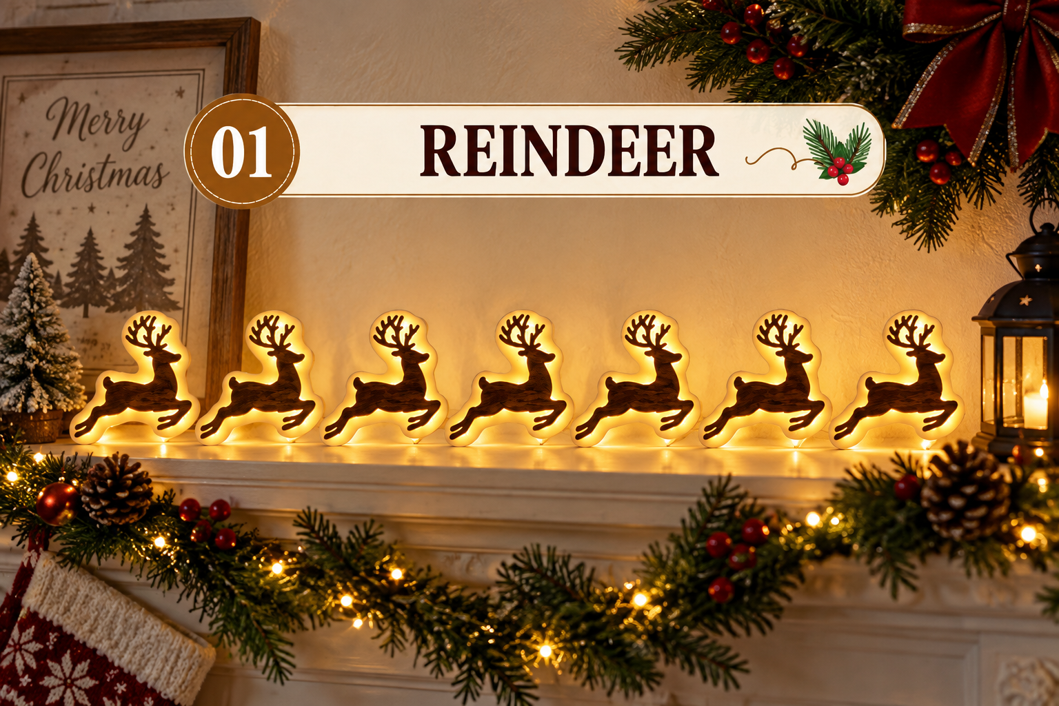🦌✨ Glowing Christmas Reindeer Wall Light – Cozy Festive LED Decor