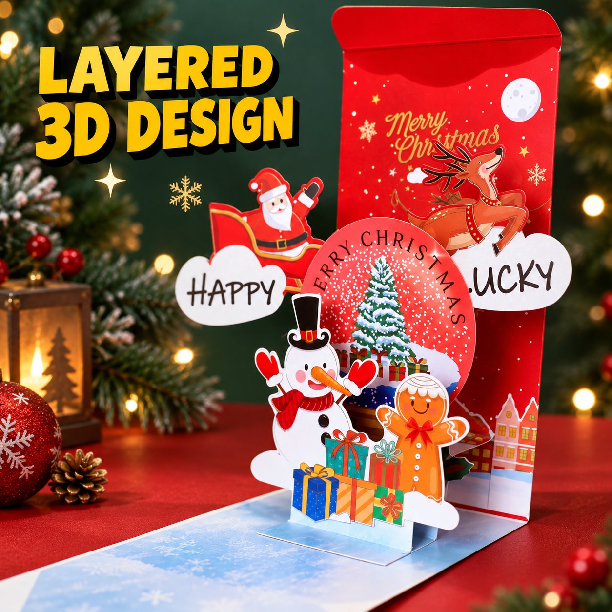 ⏰ LAST DAY 50% OFF - 🎄 Handmade 3D Christmas Money Card – Pop-Up Holiday Card with Cash Envelope & Message Space 💌✍💵
