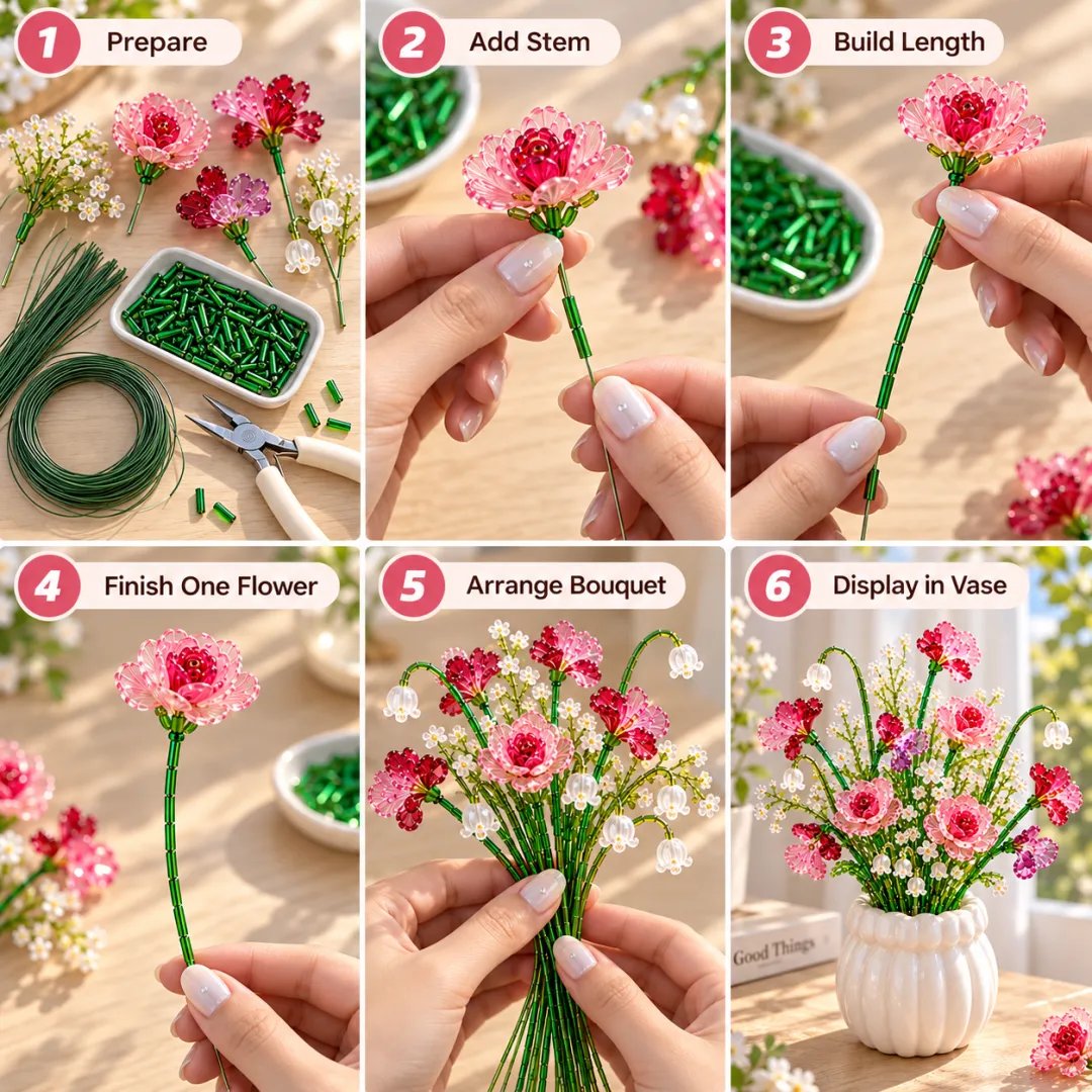 ⏳ Last Day 50% OFF –🌼✨DIY Beaded Wildflower Bouquet Kit – Handmade Crystal Flower Craft Set🌸✨(📦Buy 2 Free Shipping)