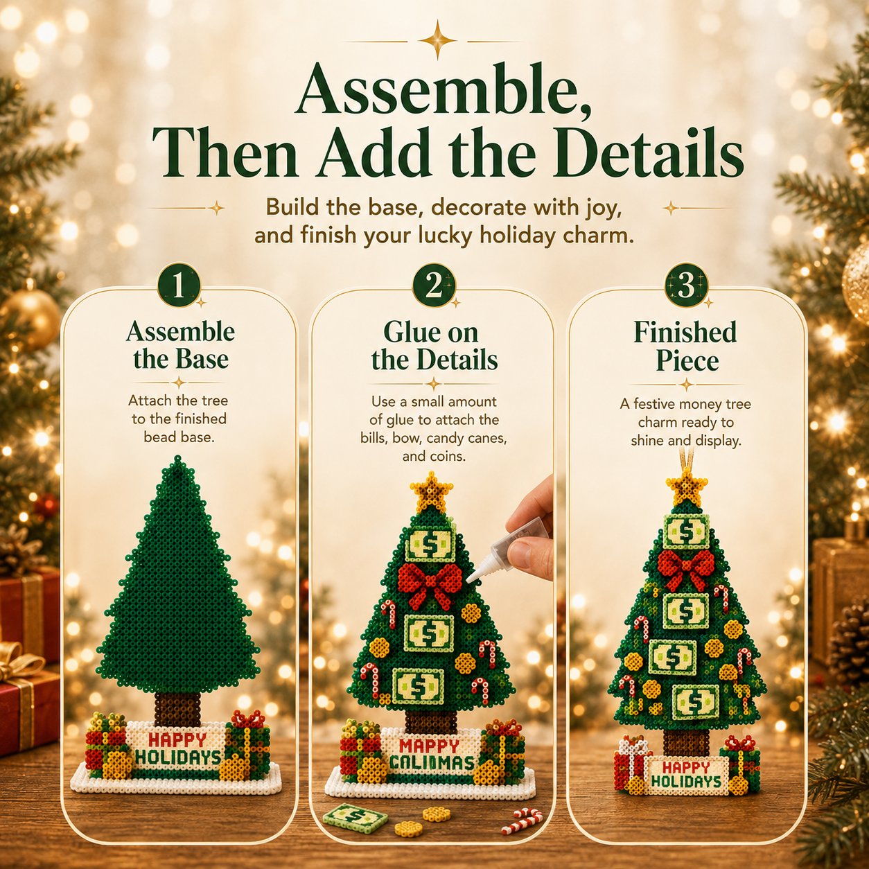 ⏳ Last Day 50% OFF – 🍀 Beginner-Friendly DIY Lucky Money Tree Bead Craft Kit | Complete Kit with Colorful Fuse Beads, Pegboard, Crafting Tools & Step-by-Step Guide Included 💕