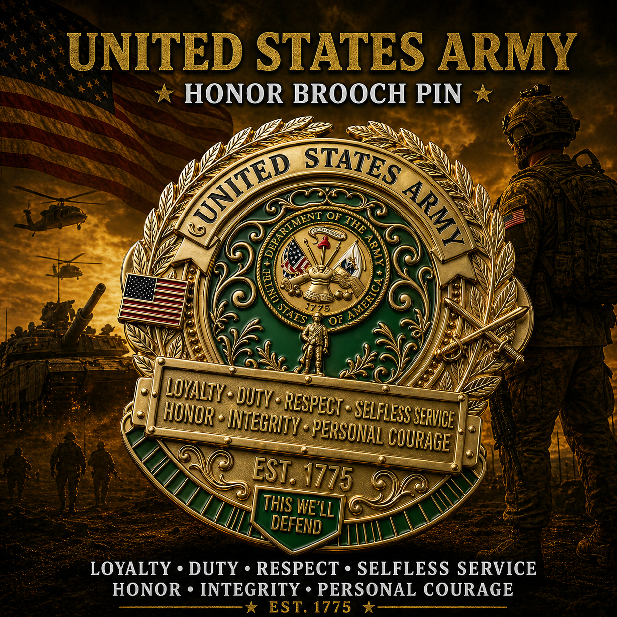 🏆Last Day Promo: 49% OFF 🎖️-United States Army Honor Brooch Pin