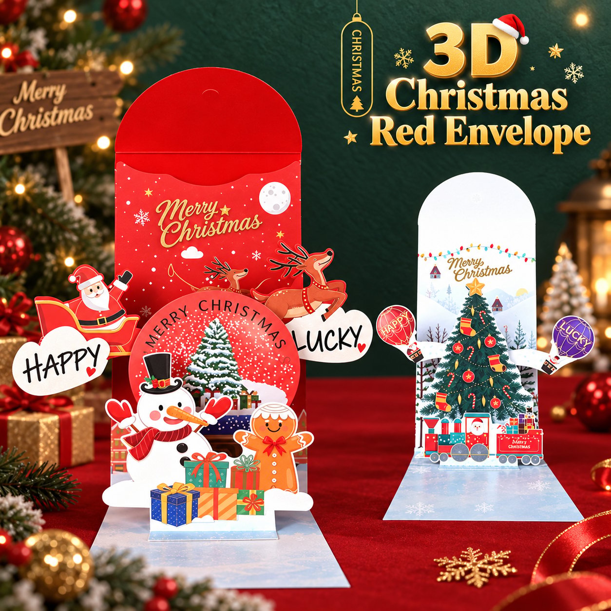 ⏰ LAST DAY 50% OFF - 🎄 Handmade 3D Christmas Money Card – Pop-Up Holiday Card with Cash Envelope & Message Space 💌✍💵