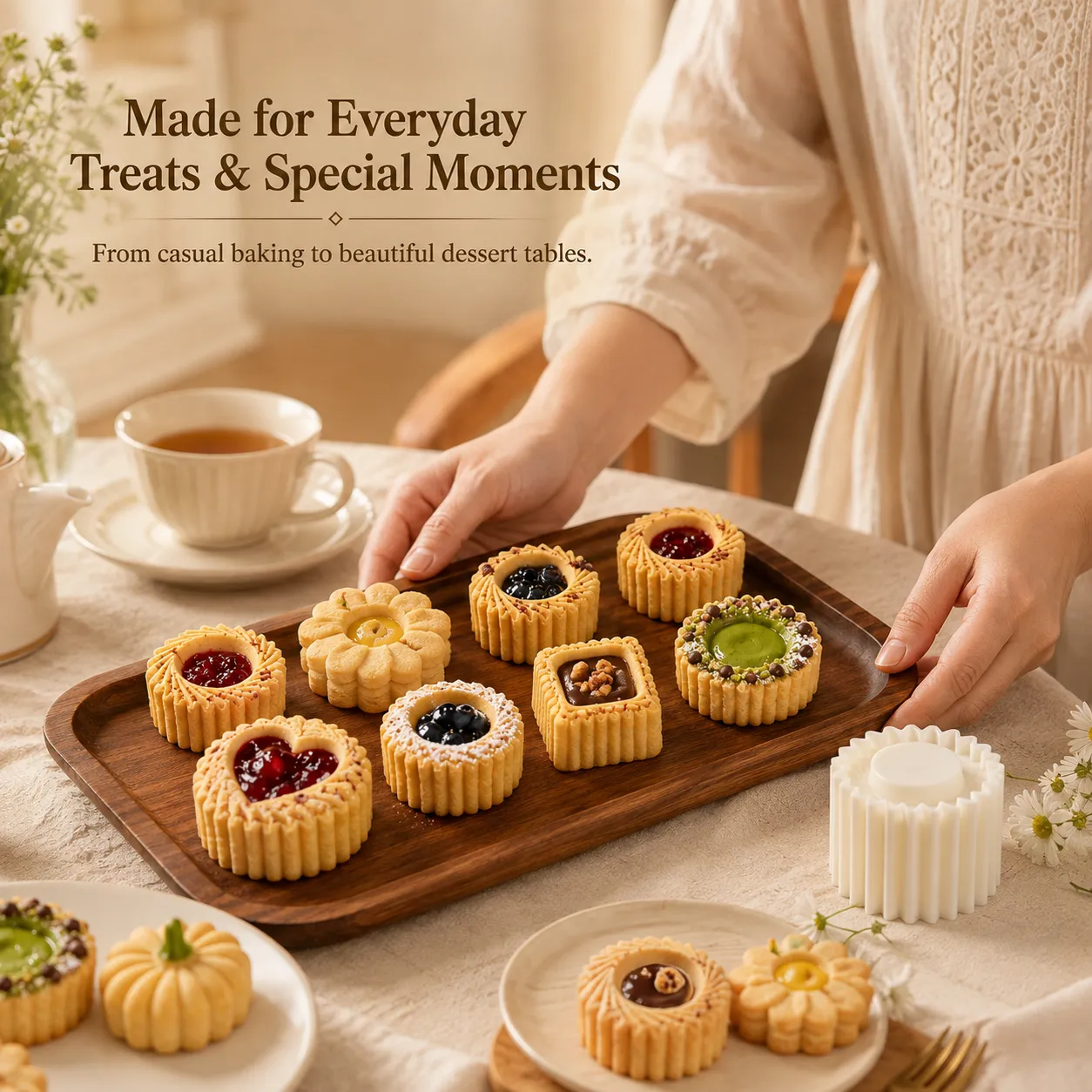 🍪 6-Shape Hand-Press Pastry Mold Set | Create Beautiful Homemade Treats  ✨