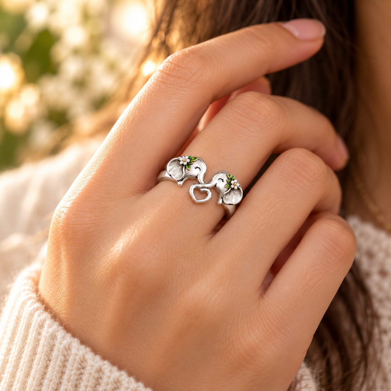 ⏳ Last Day 50% OFF -🐘 Pure Silver Elephant Heart Ring – Meaningful Sisterhood & Best Friend Gift with Message Card
