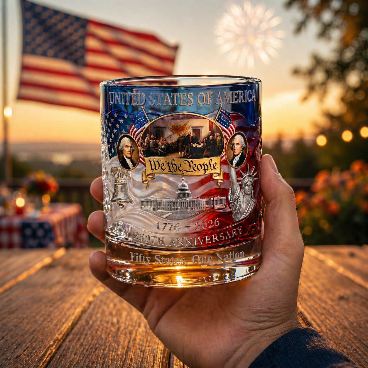 🇺🇸 250th Anniversary Commemorative Whiskey Glass (1776–2026)