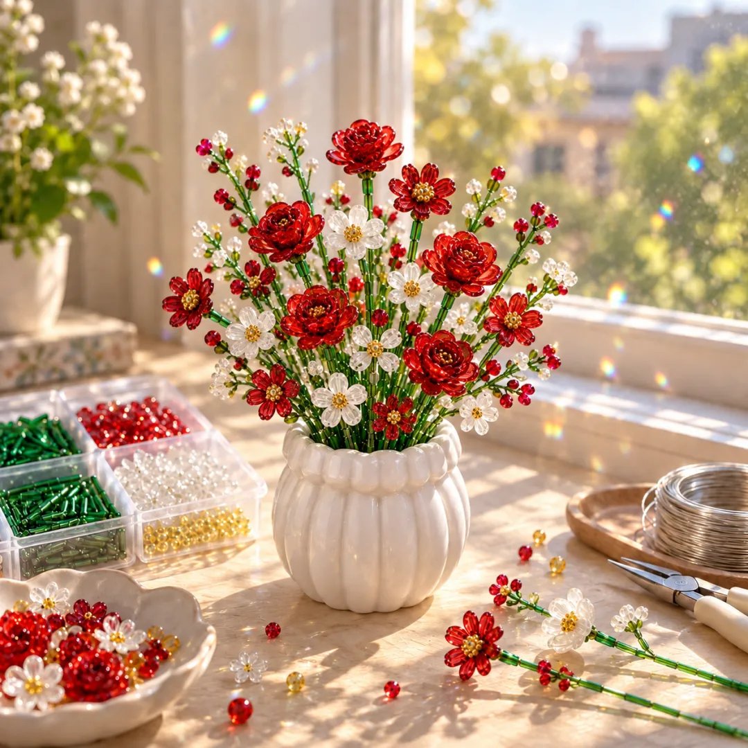 ⏳ Last Day 50% OFF –🌼✨DIY Beaded Wildflower Bouquet Kit – Handmade Crystal Flower Craft Set🌸✨(📦Buy 2 Free Shipping)