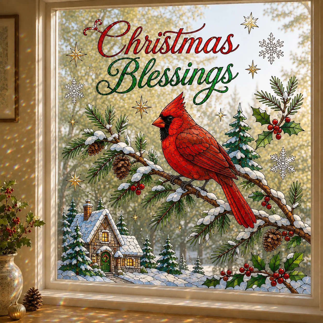 ⏳ Last Day 50% OFF – 🎄Large Christmas Window Sticker | 28×28in Festive Window Art ✨