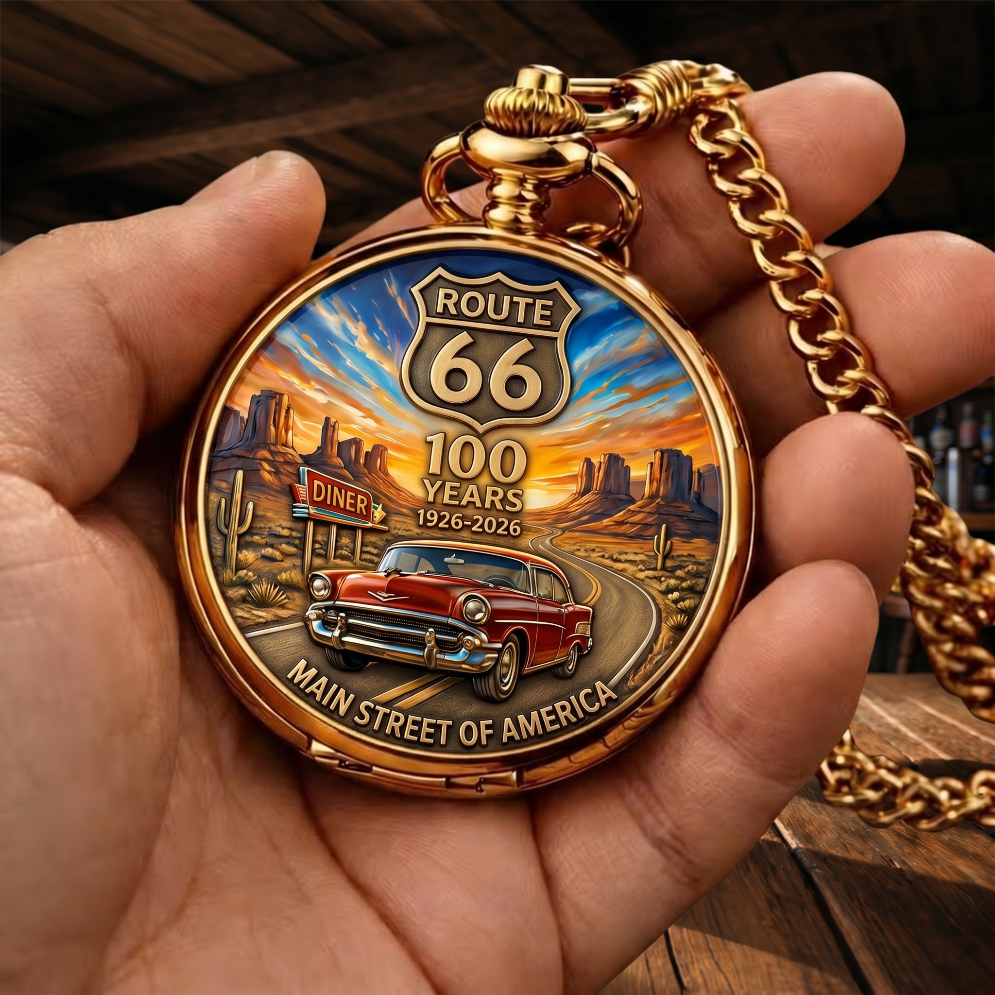 ROUTE 66 100TH ANNIVERSARY COMMEMORATIVE POCKET WATCH
