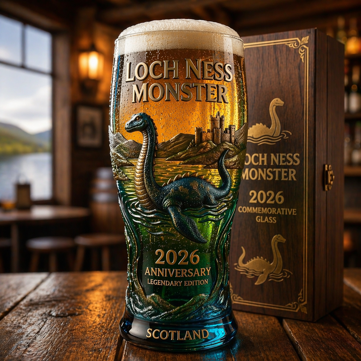 🌊🐉 From Myth to Masterpiece – Loch Ness Monster 2026 Collector’s Pint Glass 🏴✨