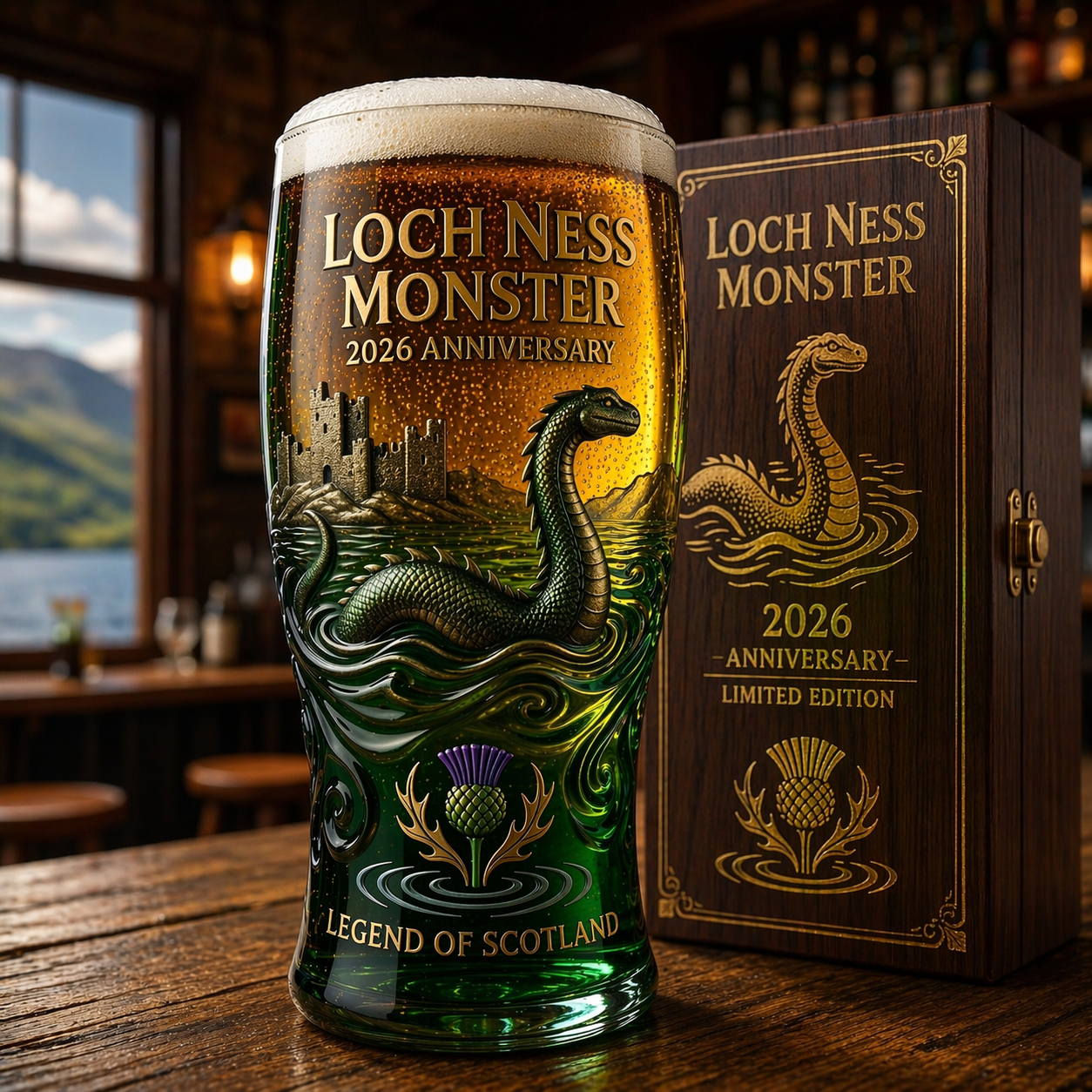 🐉🌊 Loch Ness Monster Pint Glass 2026 – Legendary Scotland Edition 🏴✨