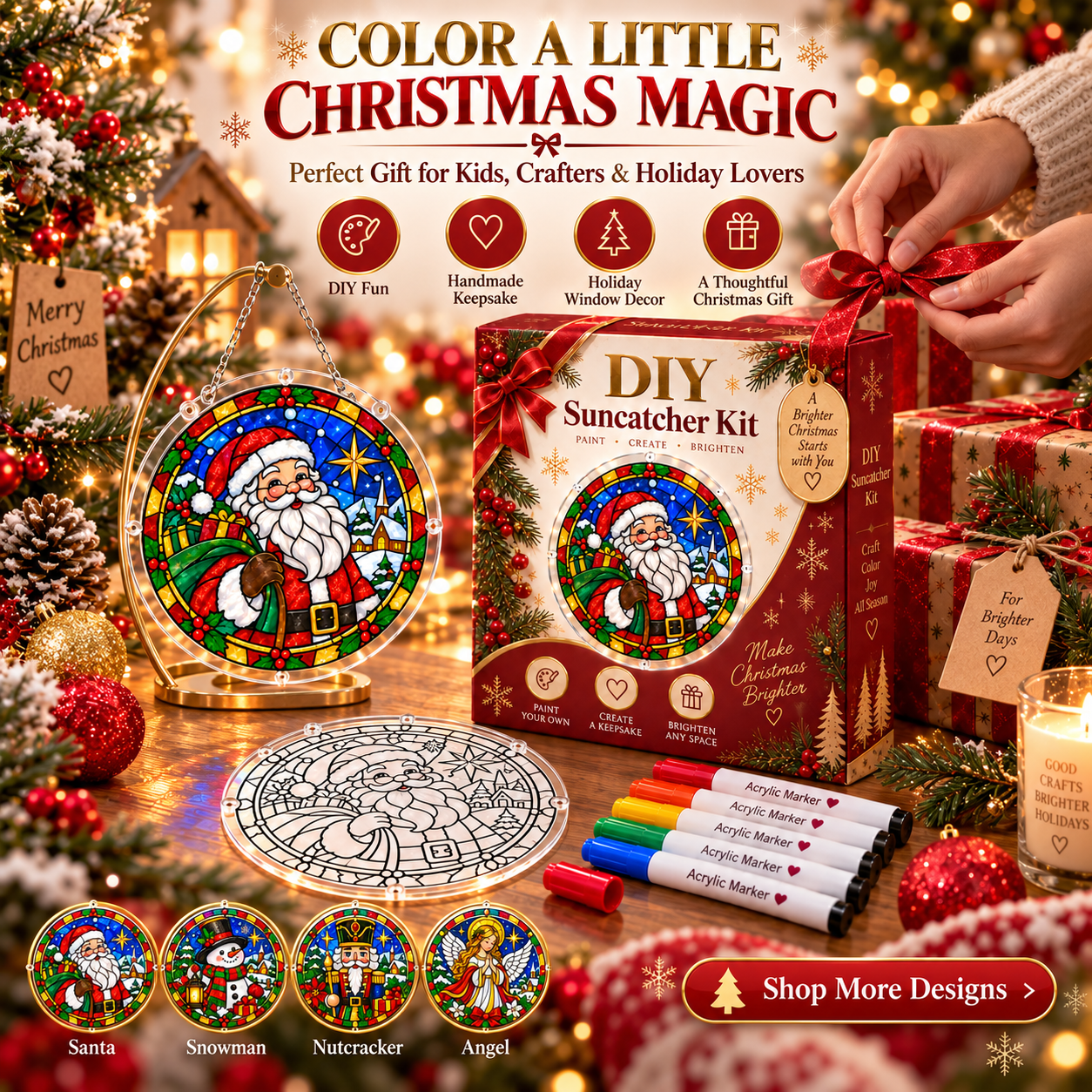 DIY Christmas suncatcher coloring kit