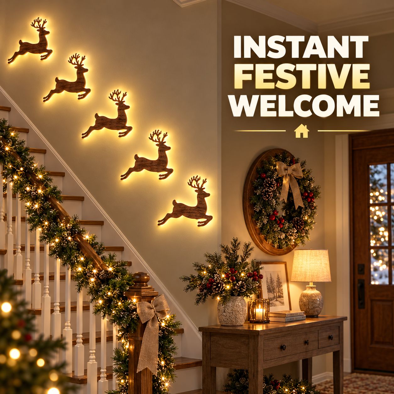 🦌✨ Glowing Christmas Reindeer Wall Light – Cozy Festive LED Decor
