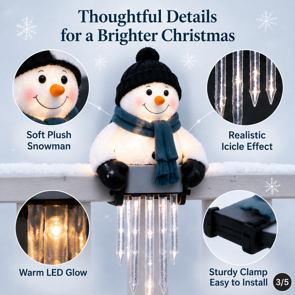 🔥 Today 50% OFF - WinterGlow Snowman Icicle Light Decor
