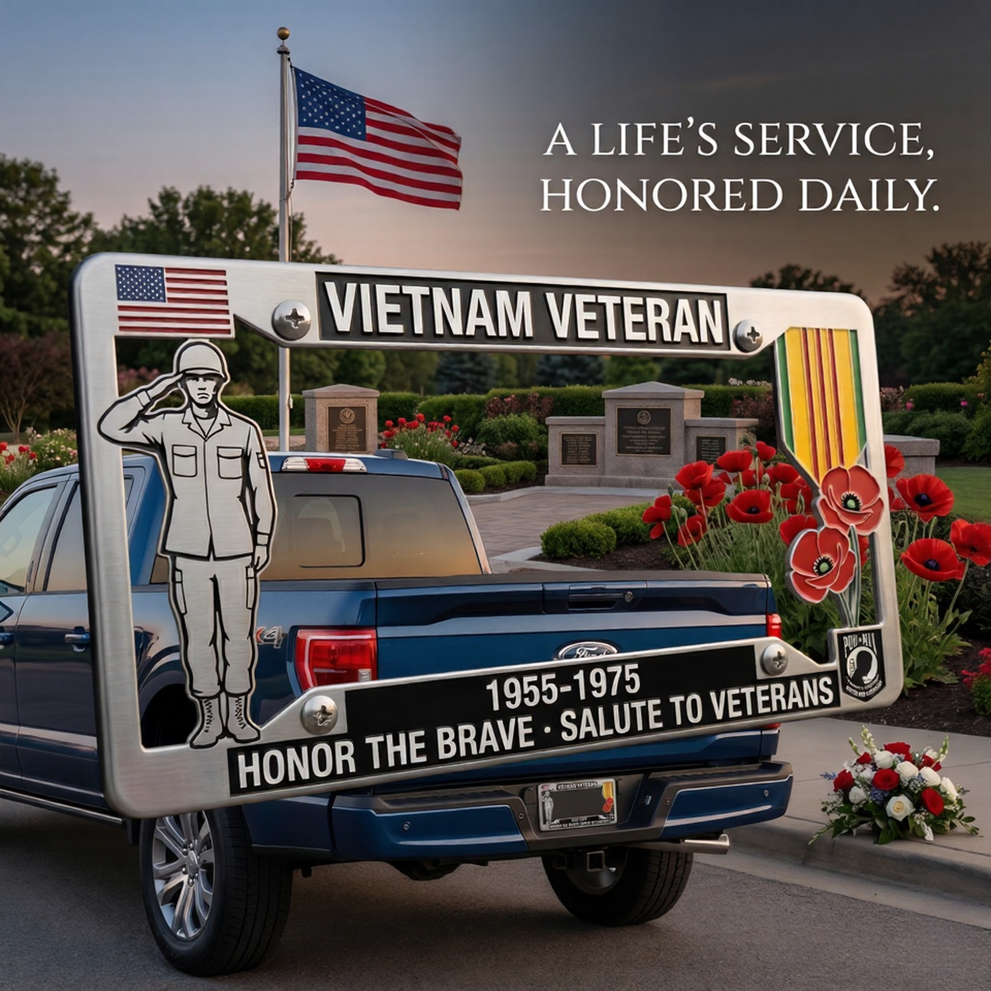 🎖️🌺 Vietnam Veteran Tribute License Plate – Honor That Never Fades
