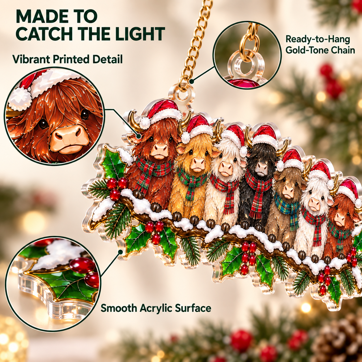 Christmas acrylic ornament details