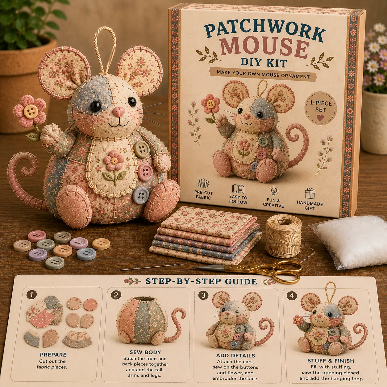 🧵 Patchwork Mouse DIY Kit