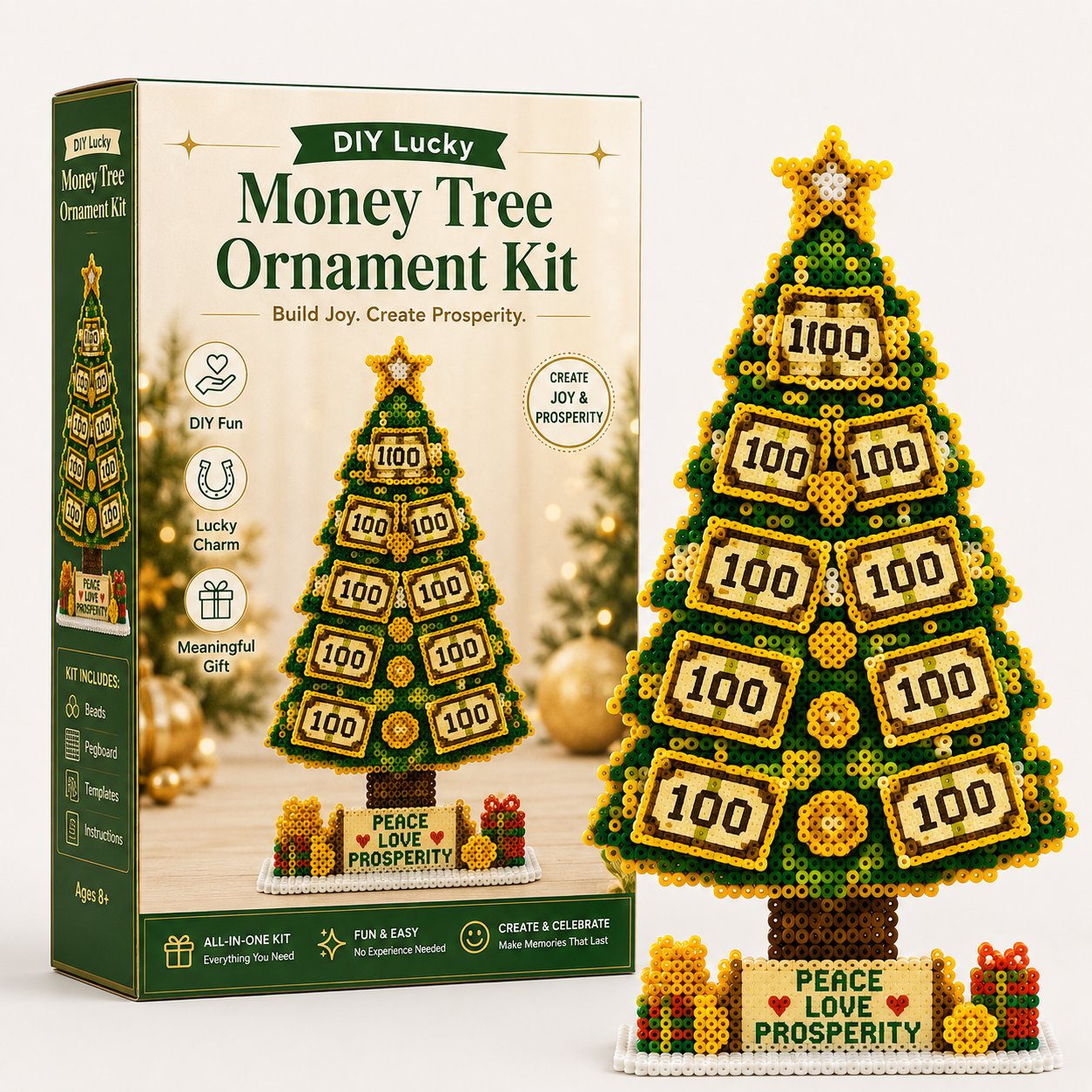 ⏳ Last Day 50% OFF – 🍀 Beginner-Friendly DIY Lucky Money Tree Bead Craft Kit | Complete Kit with Colorful Fuse Beads, Pegboard, Crafting Tools & Step-by-Step Guide Included 💕