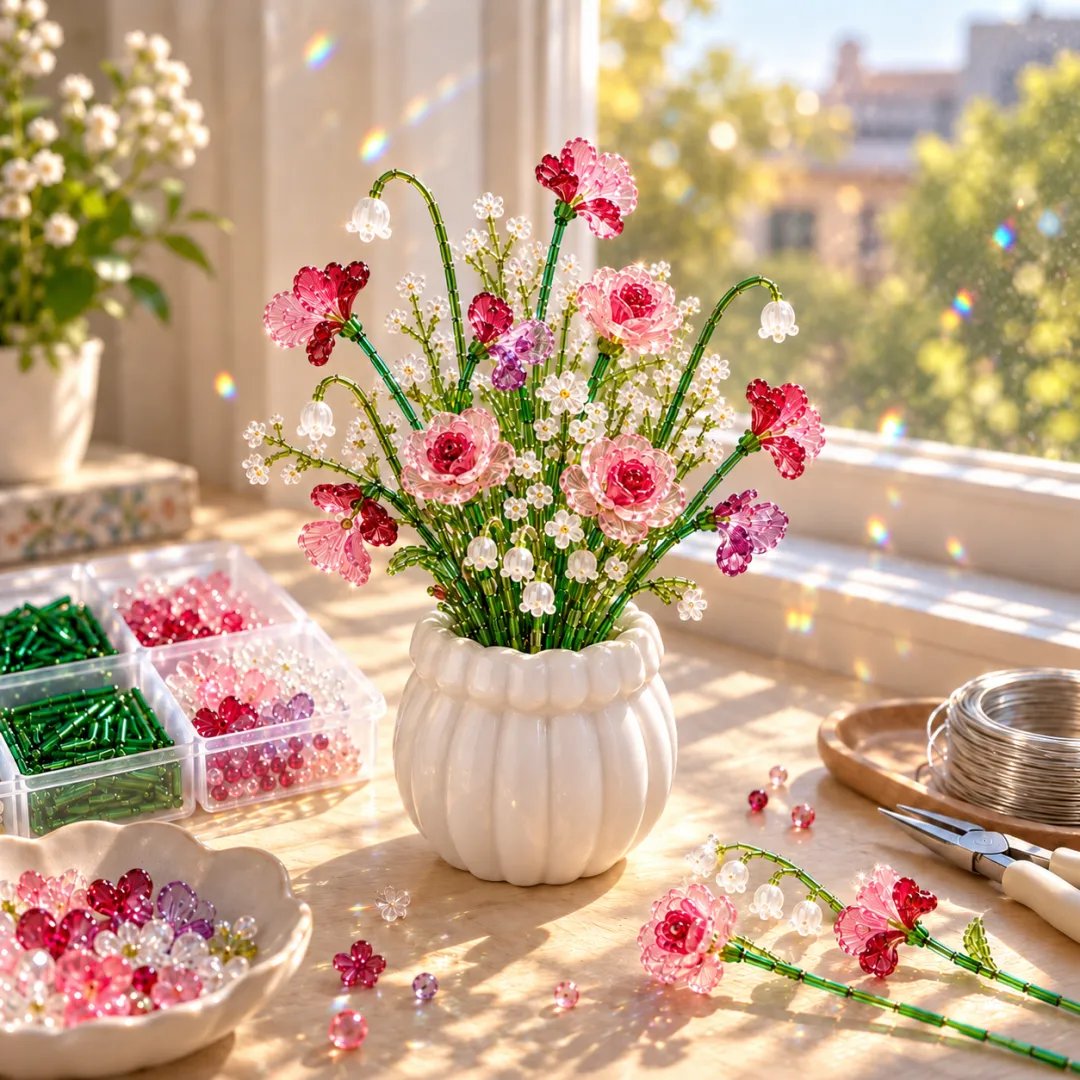 ⏳ Last Day 50% OFF –🌼✨DIY Beaded Wildflower Bouquet Kit – Handmade Crystal Flower Craft Set🌸✨(📦Buy 2 Free Shipping)