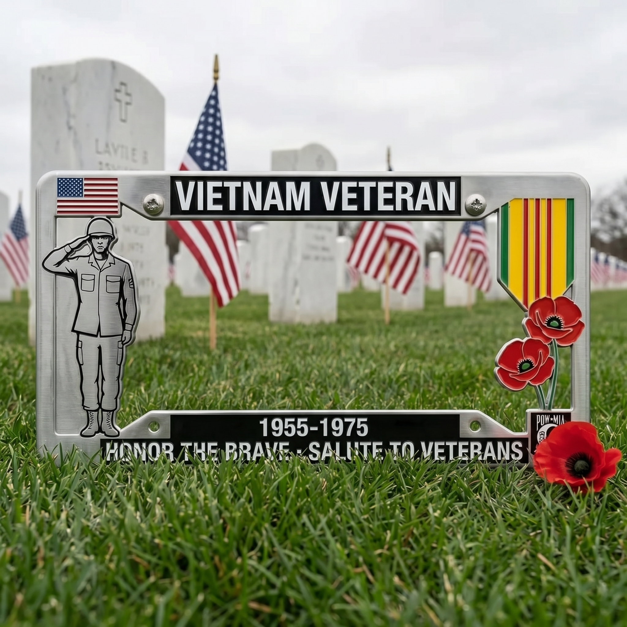 🎖️🌺 Vietnam Veteran Tribute License Plate – Honor That Never Fades