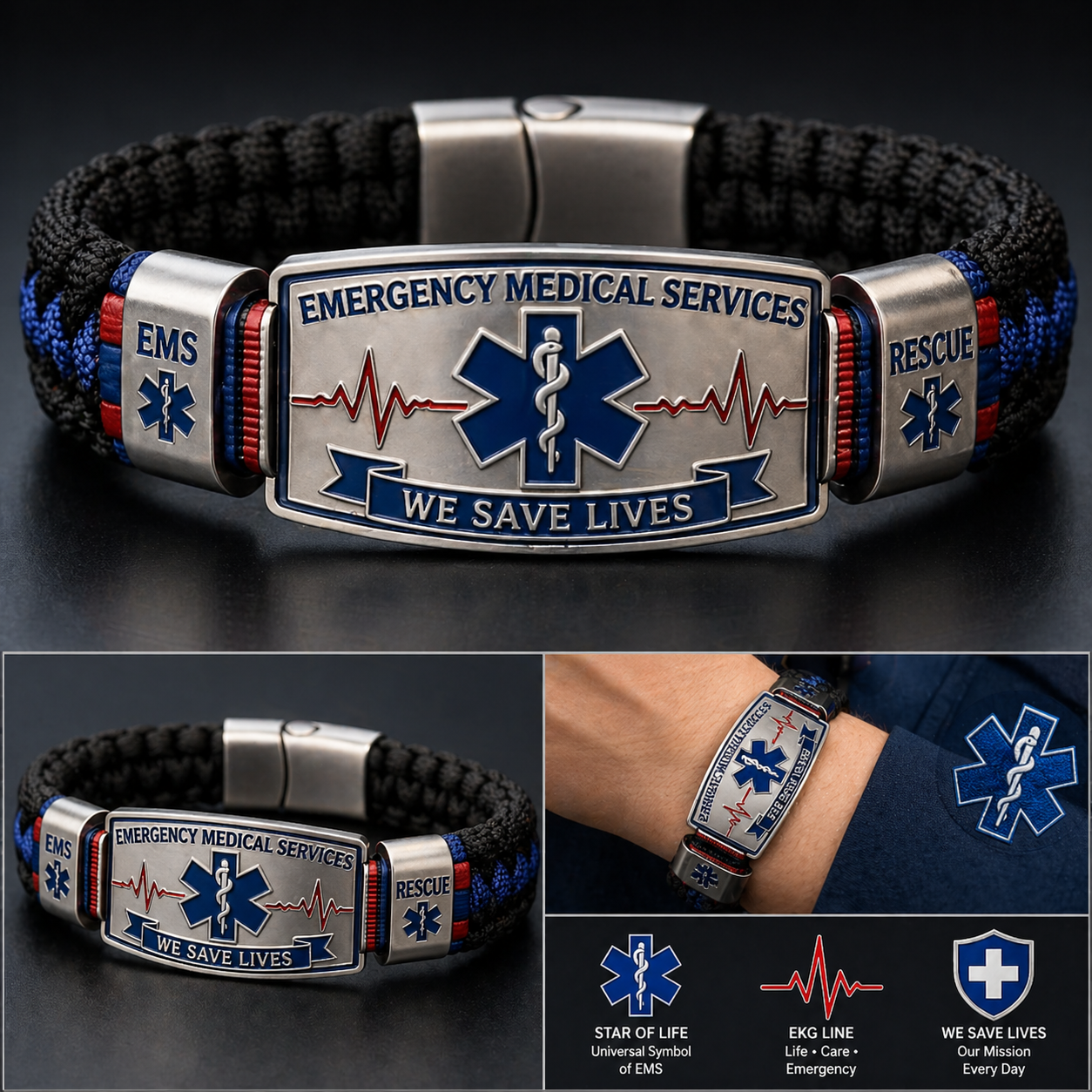 🚑 Last Day Promo: 49% OFF ⚕️Emergency Medical Services “We Save Lives” Bracelet