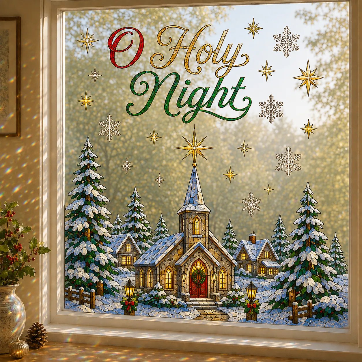 ⏳ Last Day 50% OFF – 🎄Large Christmas Window Sticker | 28×28in Festive Window Art ✨