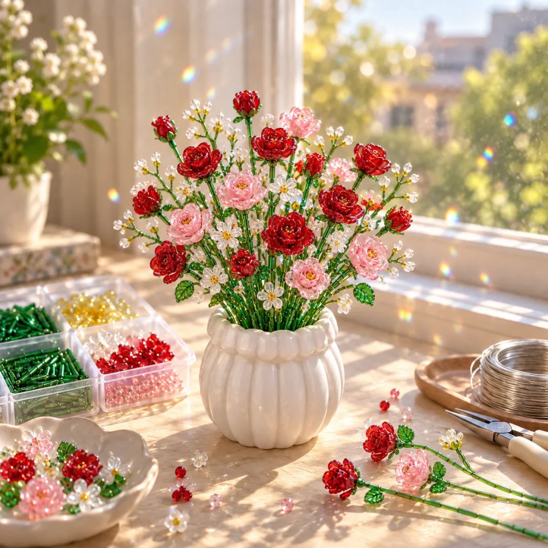 ⏳ Last Day 50% OFF –🌼✨DIY Beaded Wildflower Bouquet Kit – Handmade Crystal Flower Craft Set🌸✨(📦Buy 2 Free Shipping)