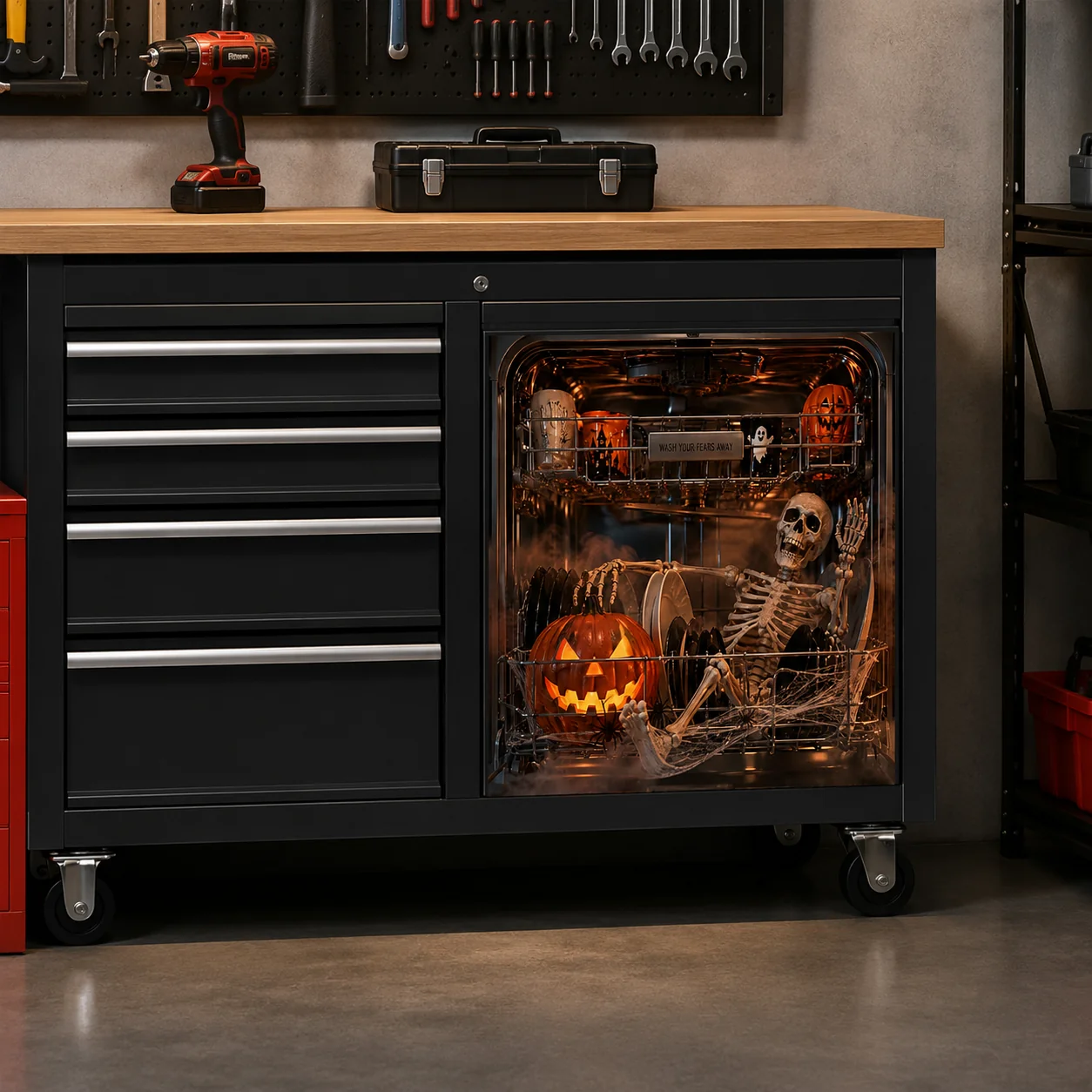 💥 LAST DAY50% OFF👻💀Reusable Halloween-Themed Magnetic Dishwasher Cover – Kitchen Decor for a Spooky Atmosphere