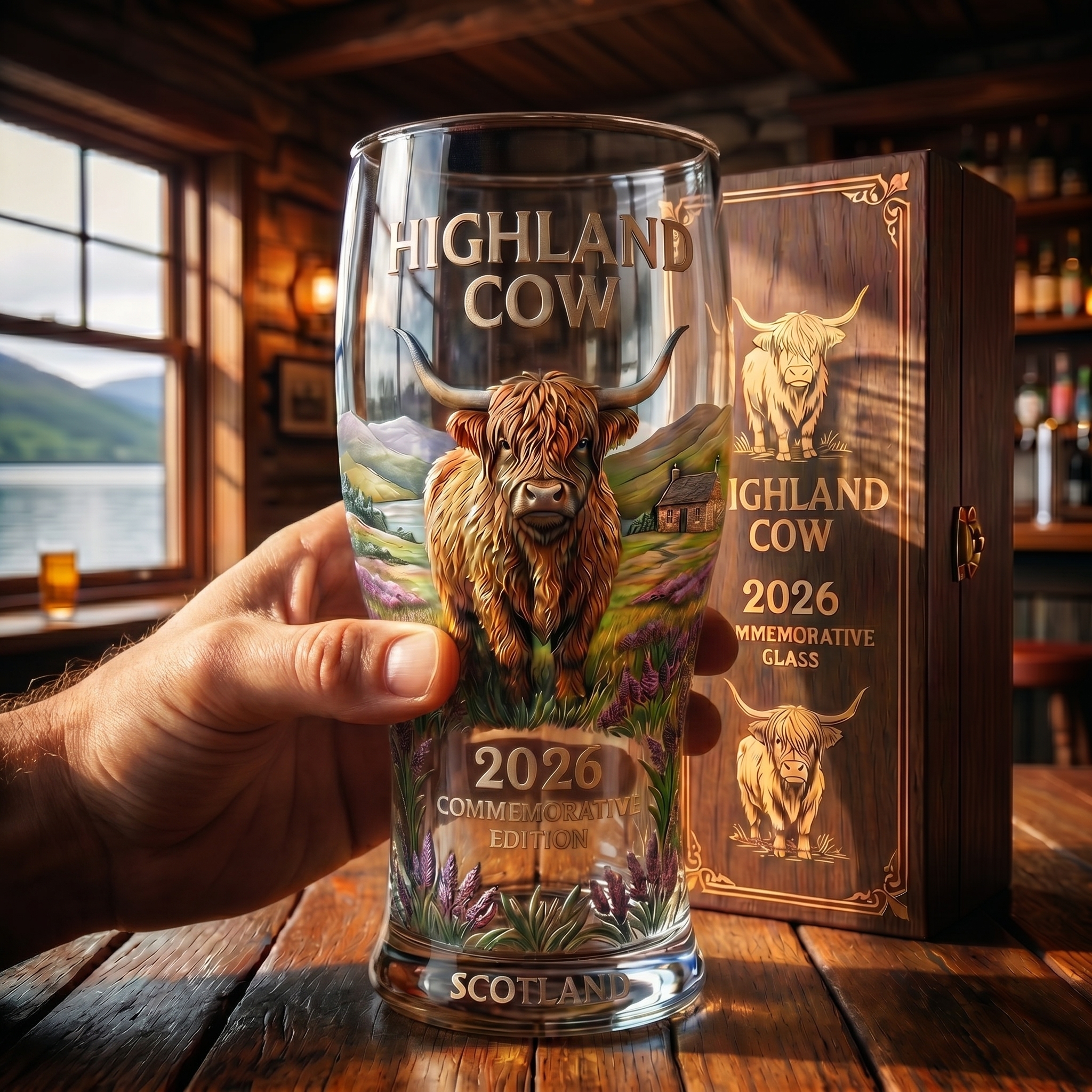 🐂🏴 Highland Cow 2026 Commemorative Beer Glass – Hold Scotland in Your Hand 🍺✨