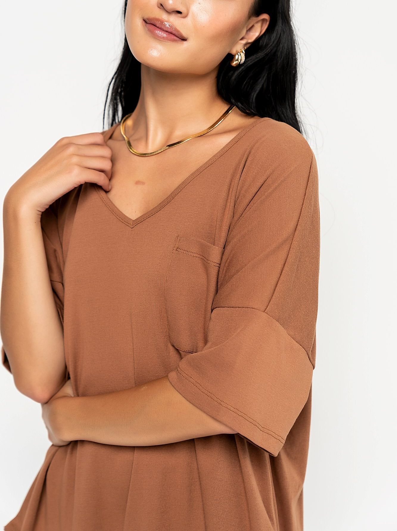 2024 NEW Elegant Knit V-Neck Tee(Buy 2 Free Shipping)