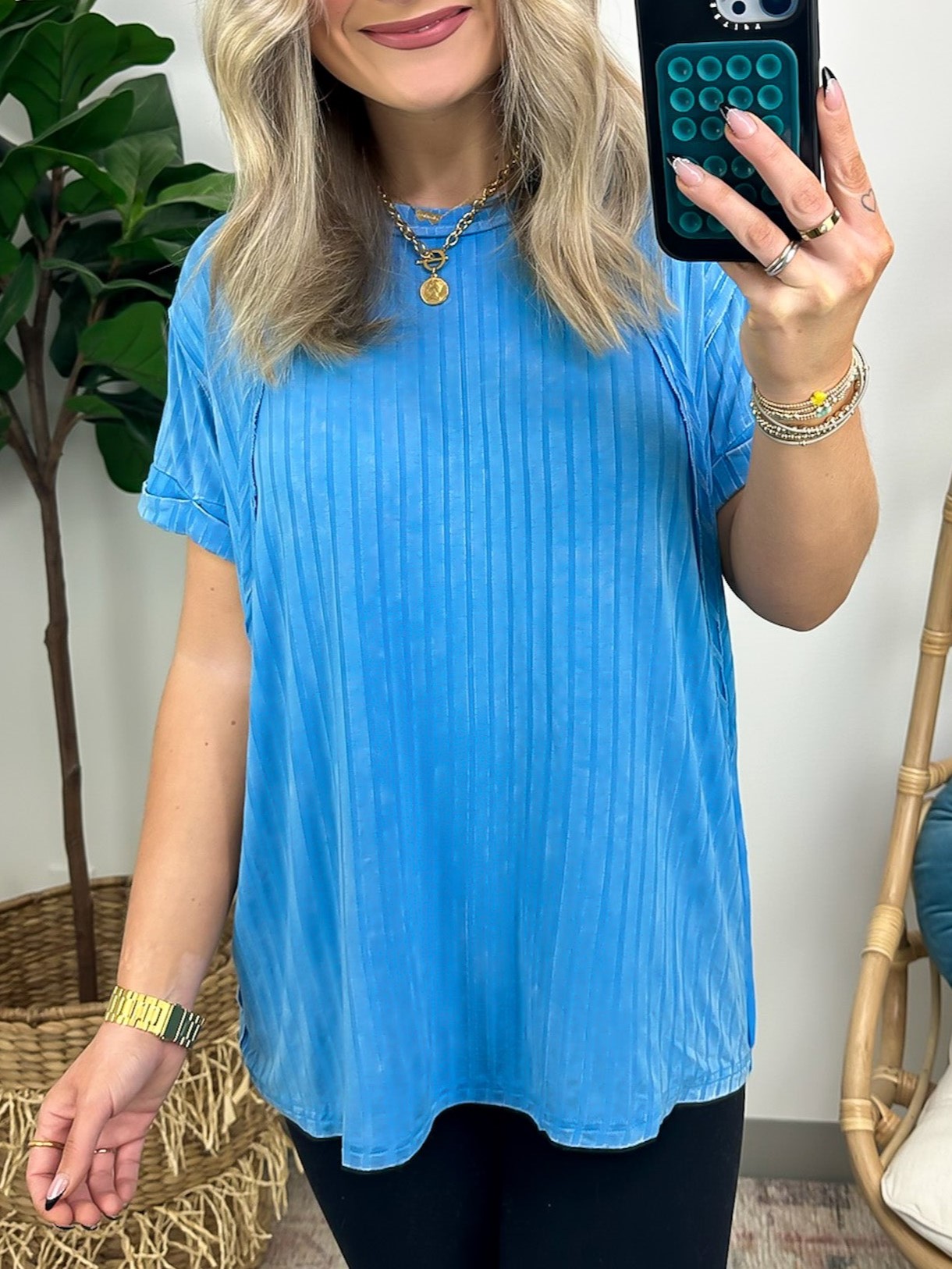 Ribbed Striped Knit Top