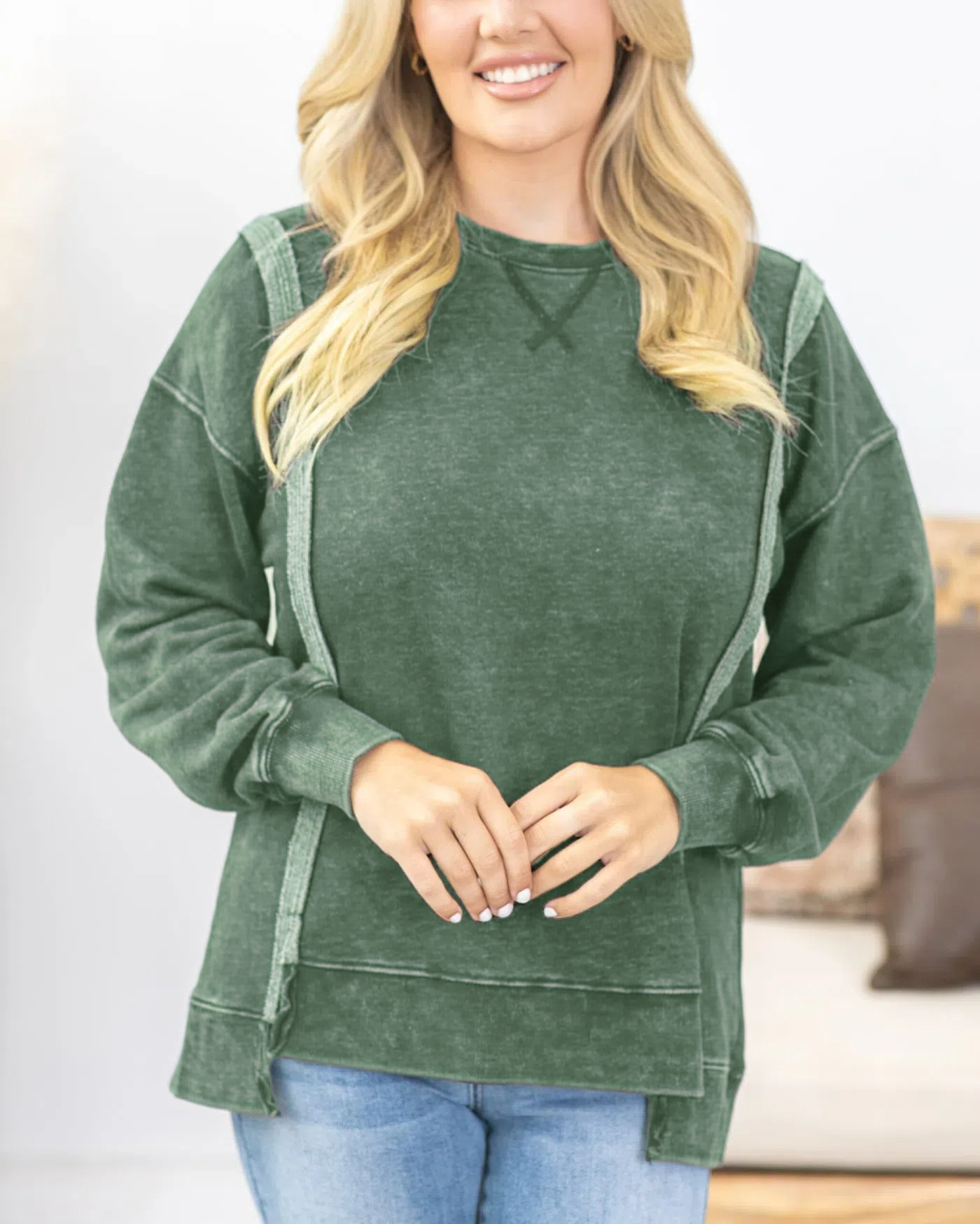 Mineral Washed French Terry Sweatshirt (Buy 2 Free Shipping)
