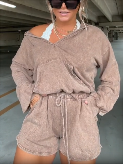 2024 Washed Hooded Romper (Buy 2 Free Shipping)-hivebabe.com